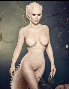 Kim Kardashian is unrecognizable as a sexy 'albino alligator' for Halloween...see more