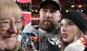 Breaking News: Travis Kelce makes six-word Super Bowl vow to Taylor Swift and mom Donna in new footage...see more 