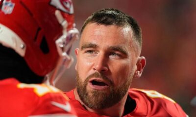 Emotional moment as Travis Kelce bursts into tears on the field after Chiefs’ loss to the Houston Texans, vowing it will be his last time on the field this season.